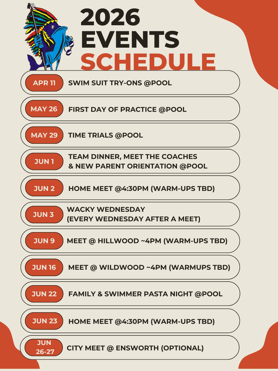 2026 events schedule